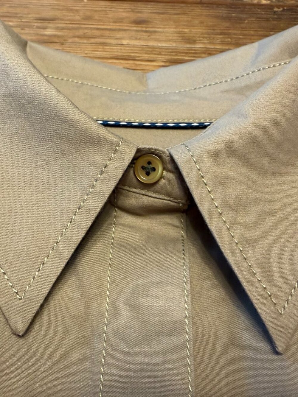 Pilcro Pintuck Mini Shirt Dress, Khaki, size M - Picture 10 of 11